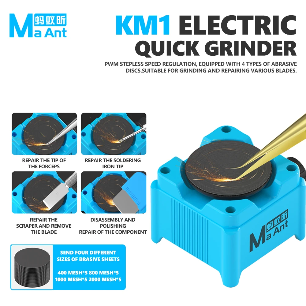 Electronics Repair In Usa - MaAnt KM1 電気グラインダー。7000～15000回転/分。電子機器の修理、研磨、ピンセット、ナイフ、はんだごて先端、スクレーパー、金属工具などに使用。