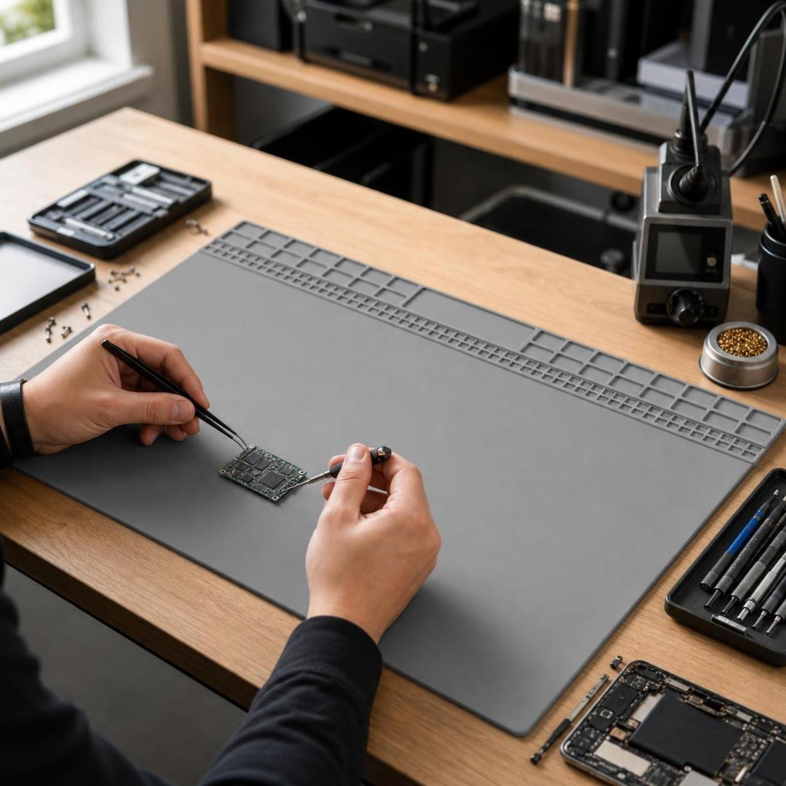 電子機器の修理作業用、耐熱シリコンマット。滑り止め加工が施さ - Electronics Repair In Usa のレビューと価格